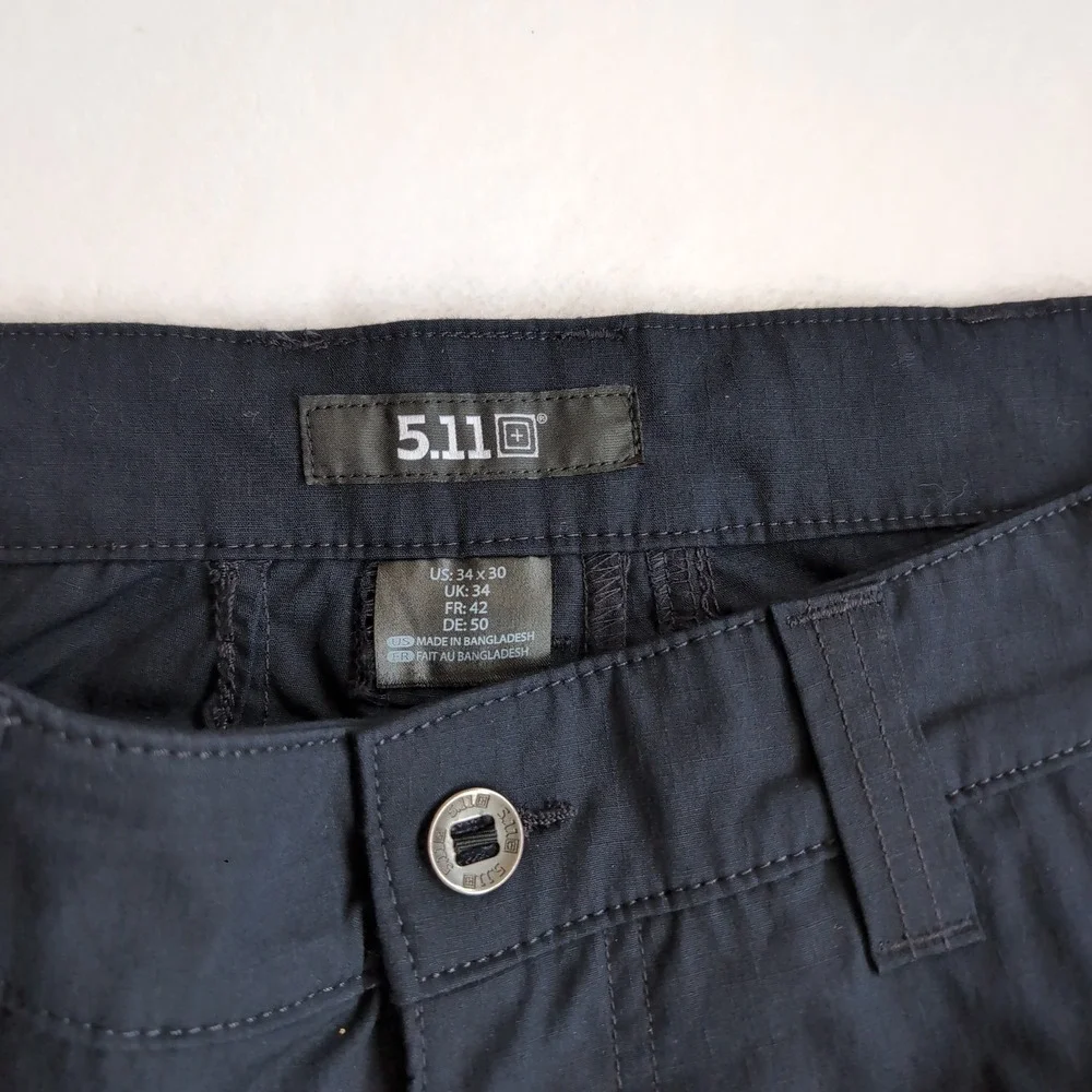 5.11 Tactical Cargo Pants Mens 34x30 Black Ripstop Multi-Pocket Utility Workwear